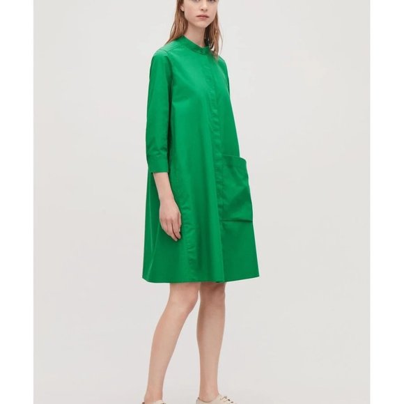 COS SHIRT DRESS WITH LARGE POCKET Green - Picture 2 of 4